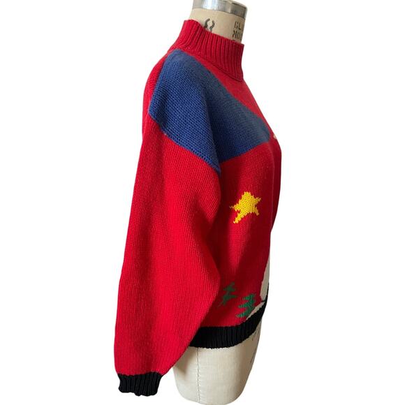 Vintage Diane von Furstenberg Red Mockneck Snowman Sweater Size Sweater - Picture 3 of 6